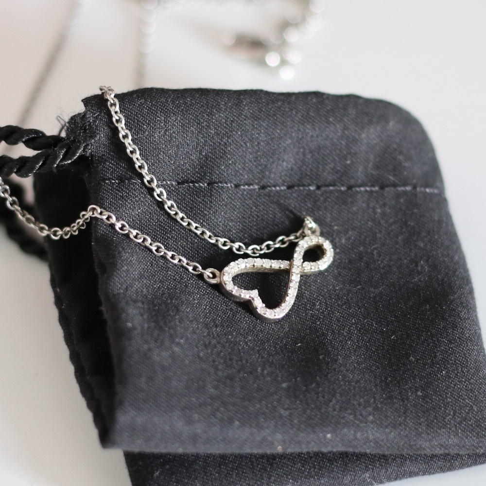 Sterling Silver Diamond Necklace (Infinity Heart)